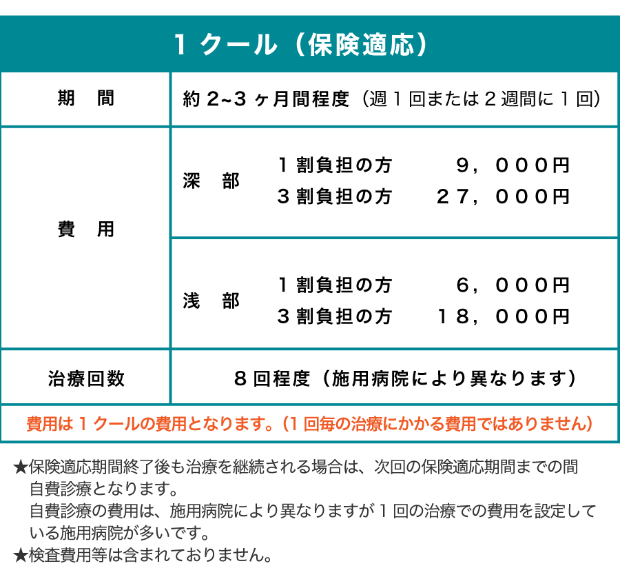 1クール（保険適用）費用について